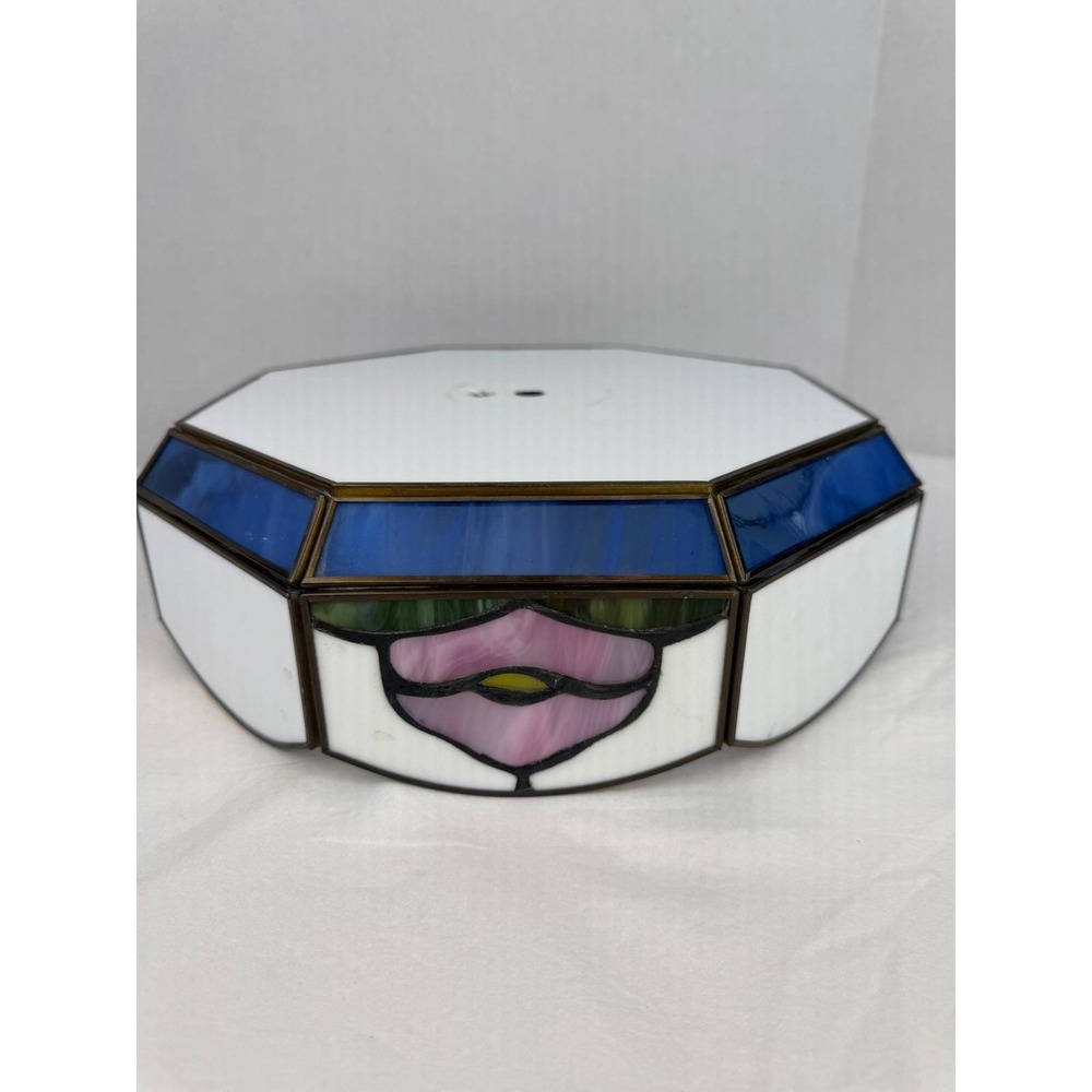 Vintage Tiffany Style Stained Glass Flush Mount Ceiling Light Shade Floral
